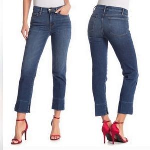 FRAME Denim Le High Straight Fisher Beach Crop‎ Frayed Split Hem Jeans